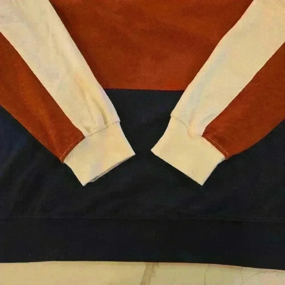 Oda Mens Color Block Causual Crewneck Sweatshirt Blue Cream Red Size XXXL - Picture 3 of 8